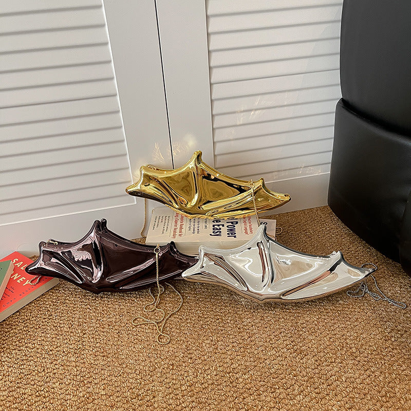Metallic Glossy Butterfly Shape Clutch Fashion Dinner Bag