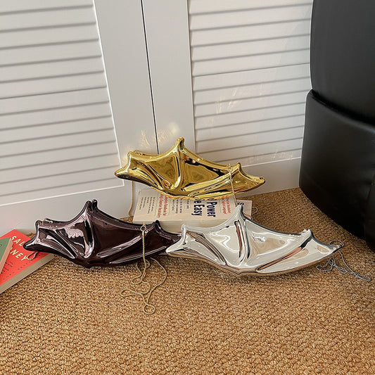 Metallic Glossy Butterfly Shape Clutch Fashion Dinner Bag