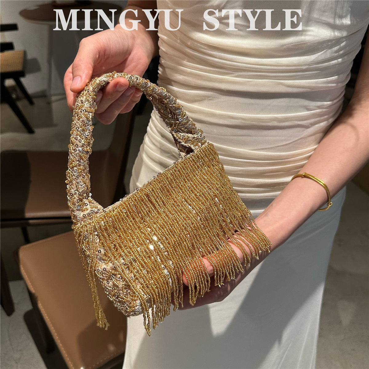 Chinese Style Handmade Beaded Retro Tassel Ancient Niche Cheongsam Women's Messenger Bag