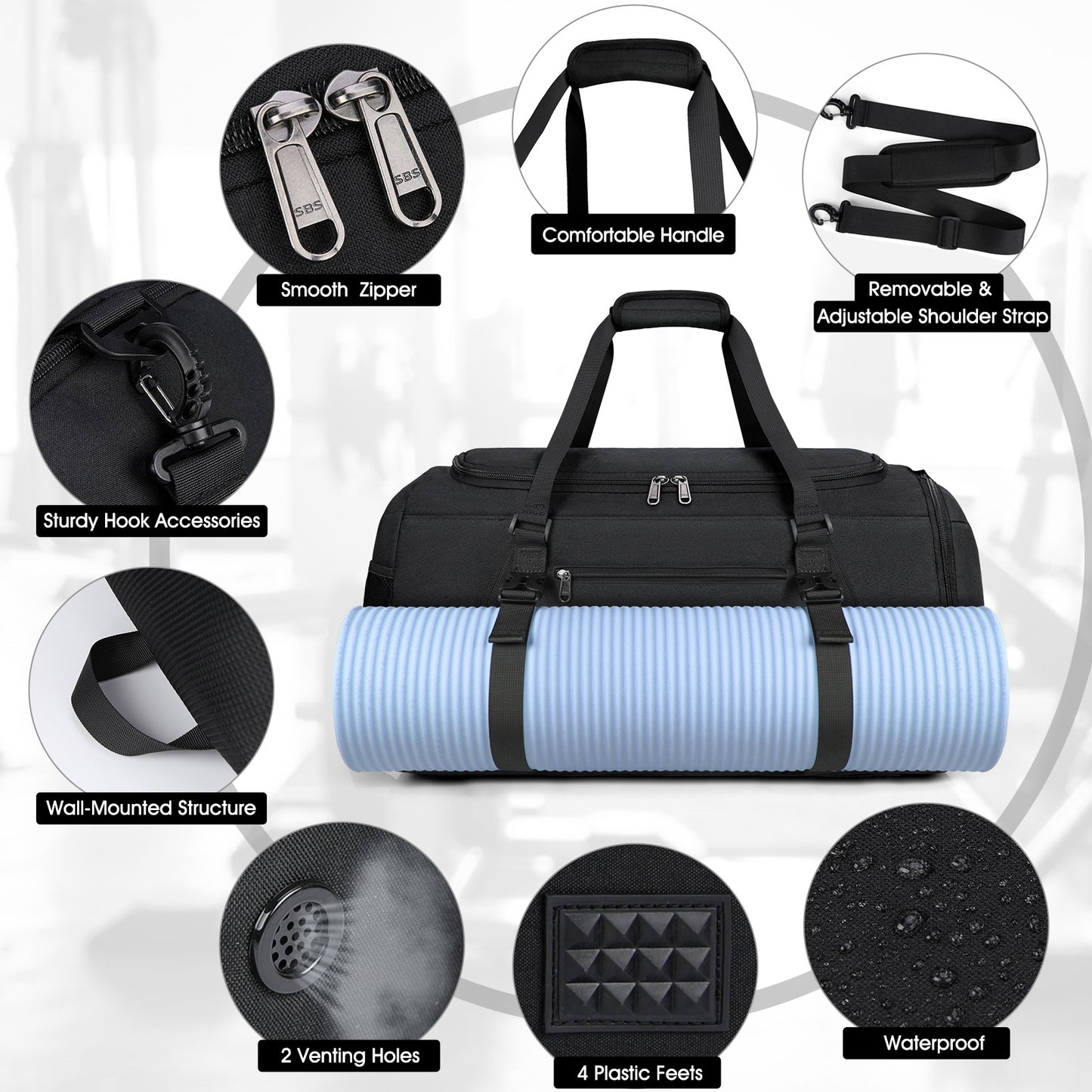 Large Capacity Exercise Waterproof Dry Wet Separation Bags