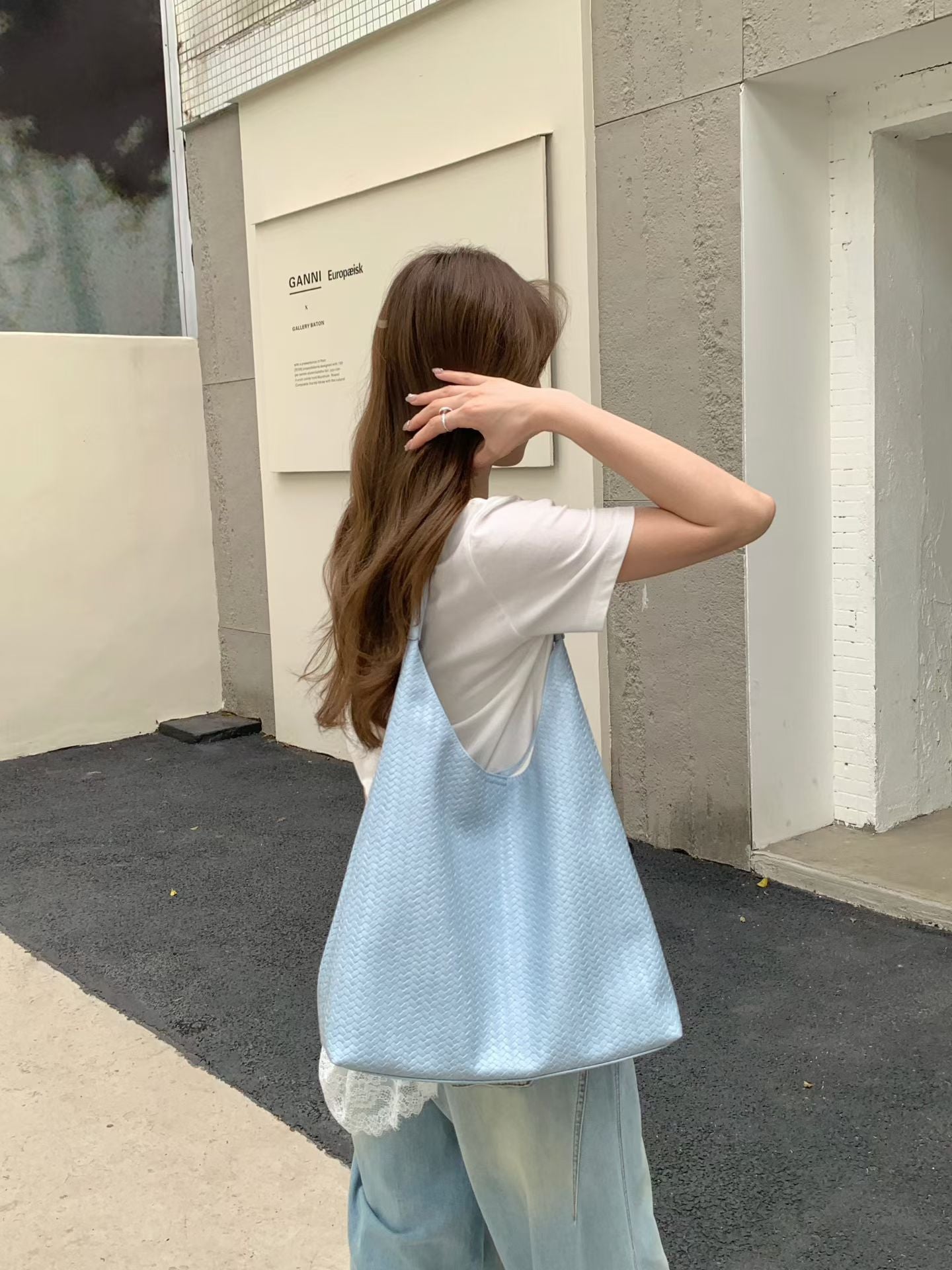 Idle Style Woven Female Solid Color Large Capacity Tote Bag