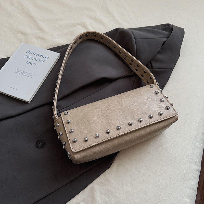 Women's Spring Retro Style Rivet Underarm Western Women's Shoulder Bag