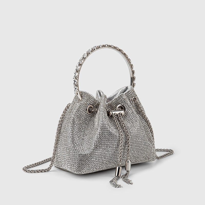 Classic Rhinestone Tassel Alloy Portable Full Diamond Chain High-grade Banquet Bucket Bags