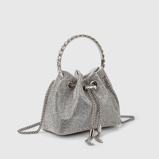 Classic Rhinestone Tassel Alloy Portable Full Diamond Chain High-grade Banquet Bucket Bags