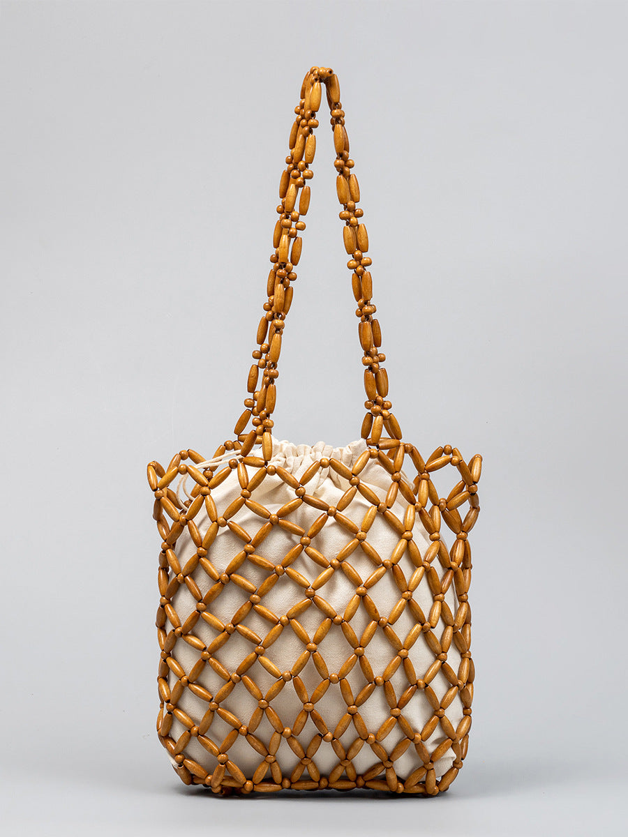 Women's Handmade Wooden Bead Woven High-grade Exquisite Handbags
