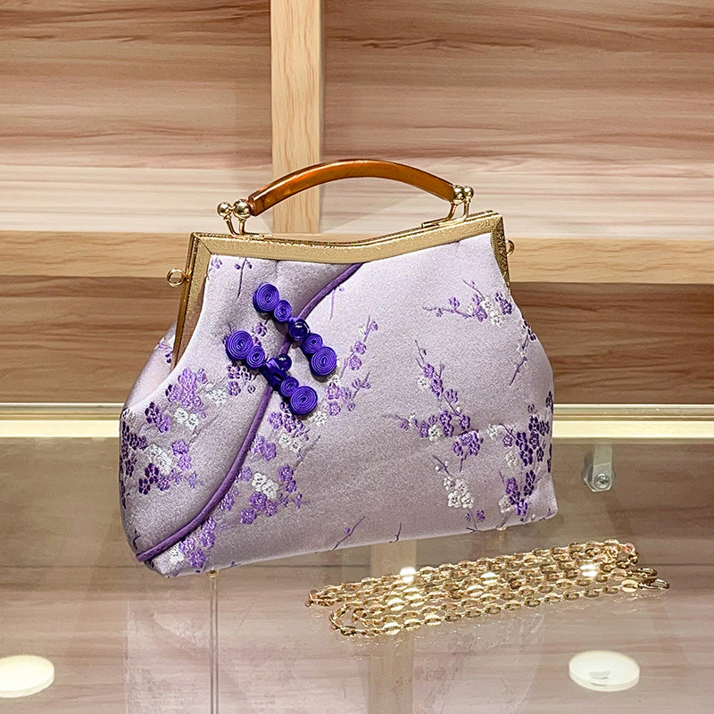Women's Chinese Satin Pattern Chain National Fashion Coin Purses