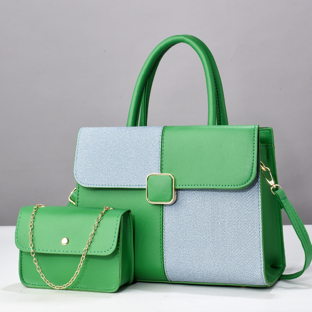 Stitching Shaping Large Capacity Contrast Color Embossed Fashion Bags