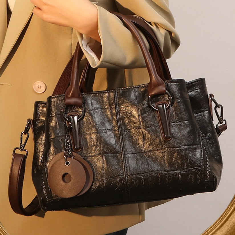 Women's Big Retro Contrast Color Personality Large Capacity Bags