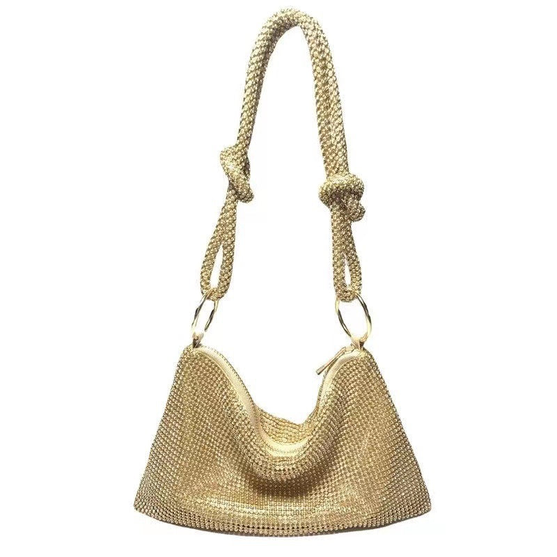 Knotted Rhinestone Handmade Full Diamond Underarm Dinner Bag