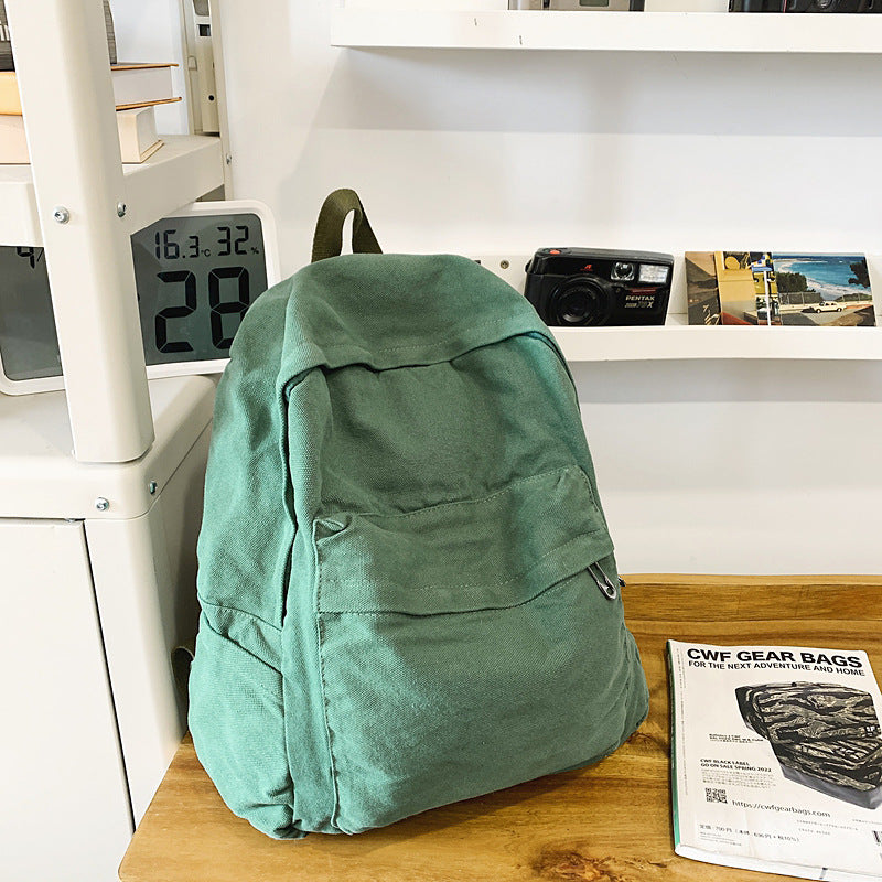 Women's Retro Mori Style Washed Canvas Korean High Universal Backpack