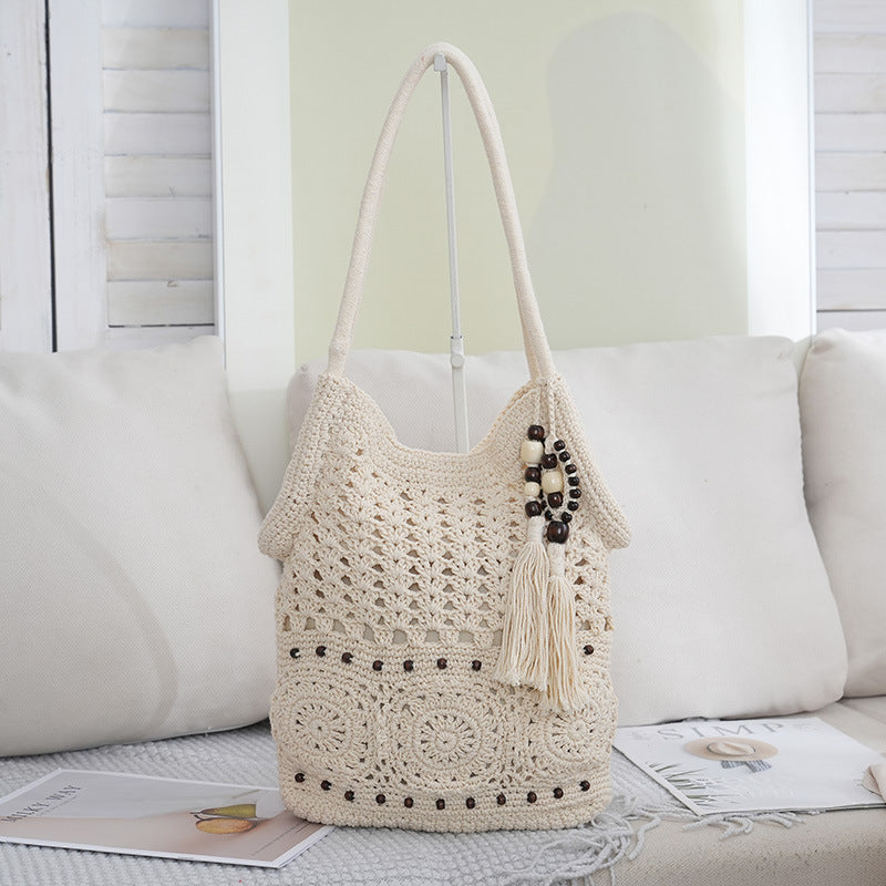 Style Cotton Thread Woven Seaside Vacation Leisure Beach Large Capacity Shoulder Bags