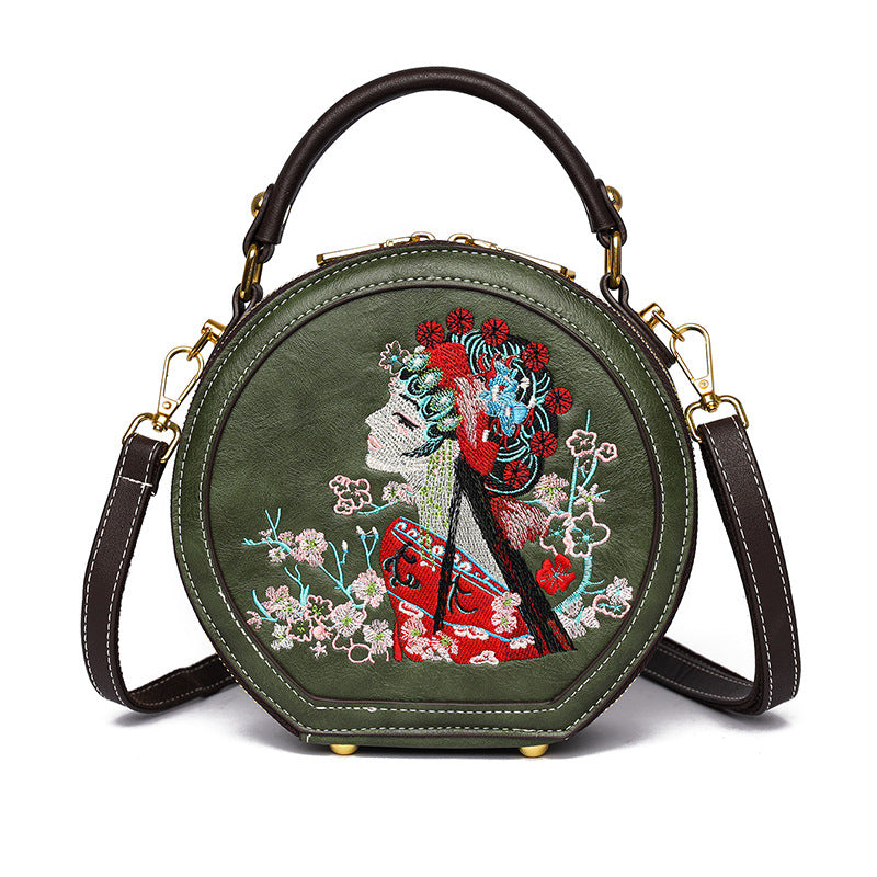 Chinese Style Embroidery Handmade Round Design Ethnic Texture Leisure Women's Shoulder Bag
