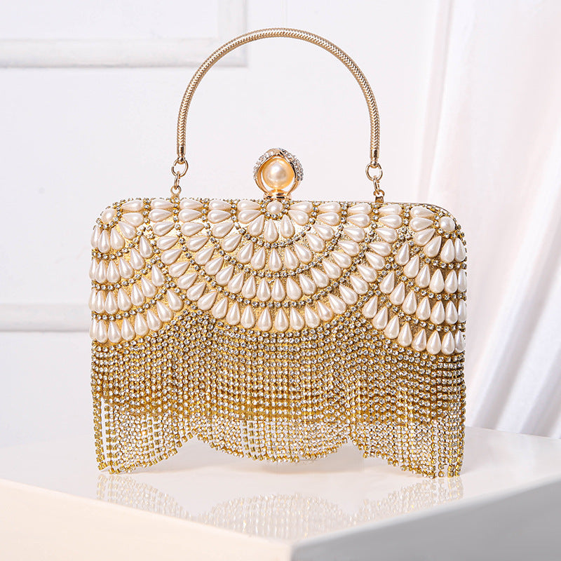 Feast Tassel Matching Dress Plaid Rhinestone Dinner Bag