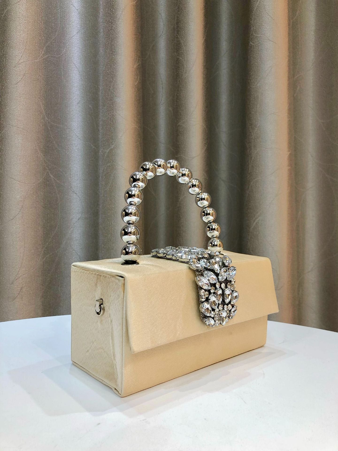 Shiny Rhinestone Banquet Silk Satin Pearl Dinner Bag