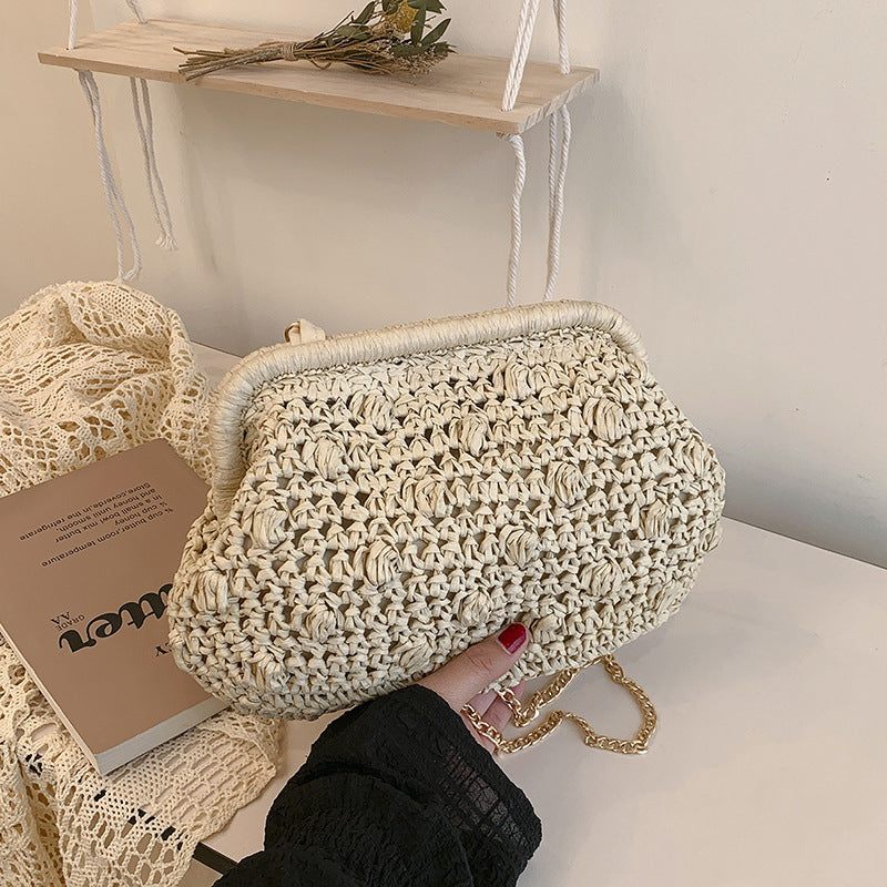 Women's Design Straw Fashion Woven Clip Holiday Bags