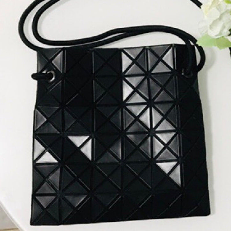 Women's Drawstring Two Colors Glossy Diamond Plaid Women's Messenger Bag