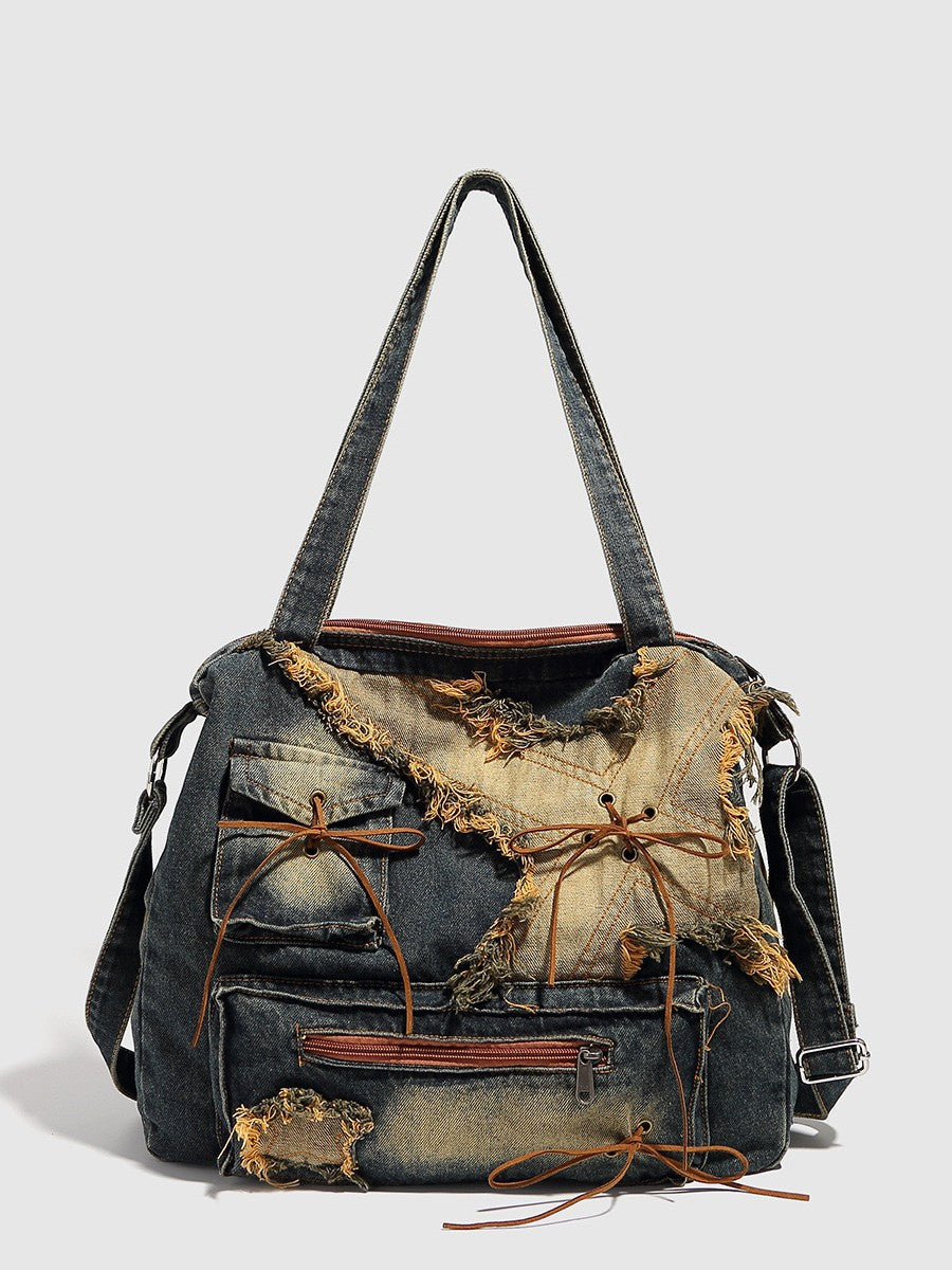 Fashion Retro Washed Denim Underarm Spring Women's Messenger Bag