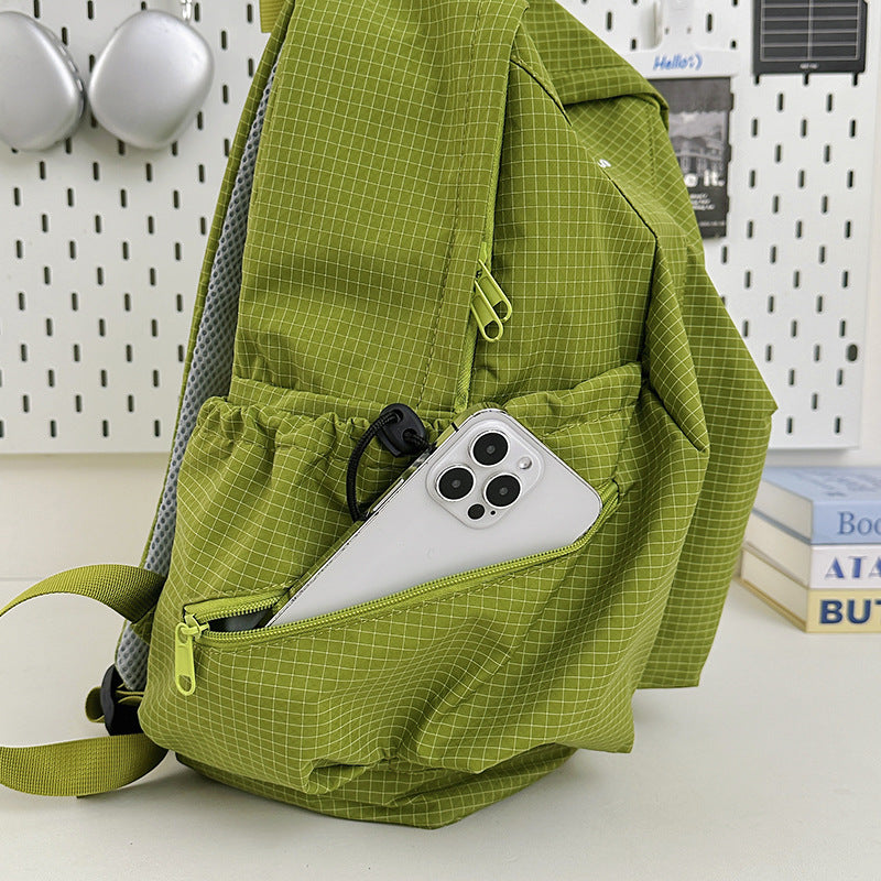 Style Plaid Lightweight Simple Commuter Exercise Leisure Backpack