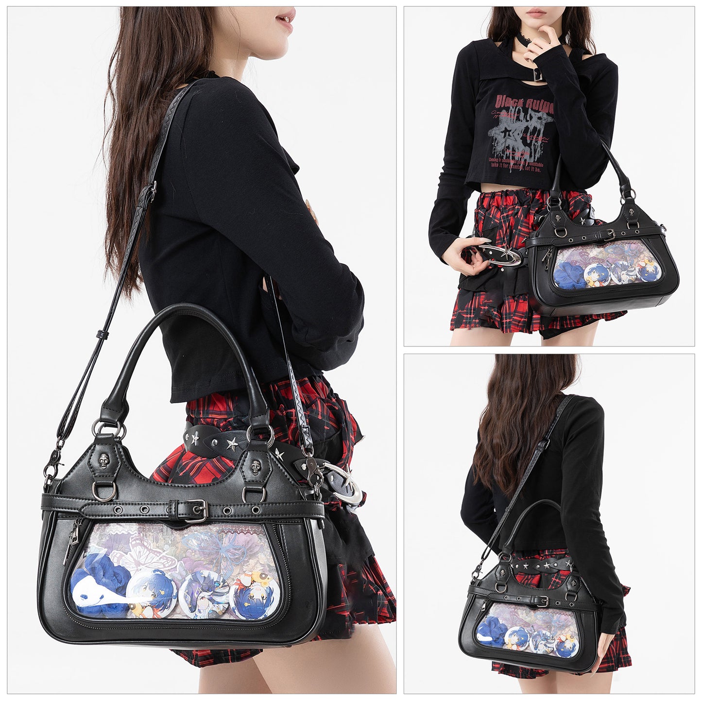 Cartoon Daily Bar Transparent Window Display Detachable Women's Shoulder Bag