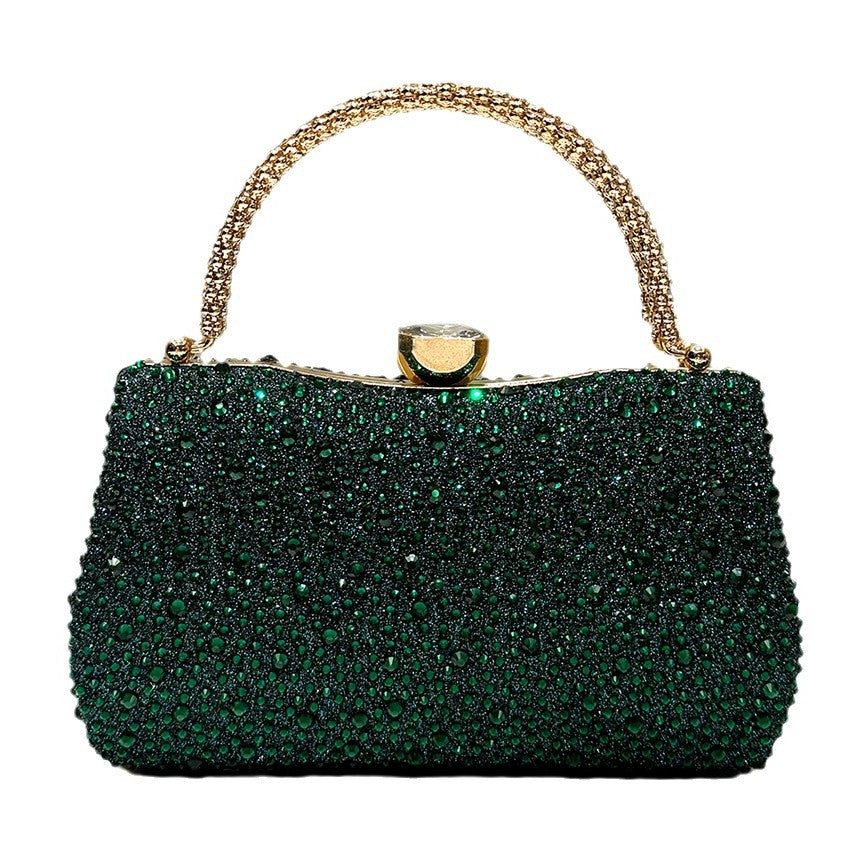 Women's Dark Green Flash Luxury Rhinestone Fashion Elegant Dinner Bag