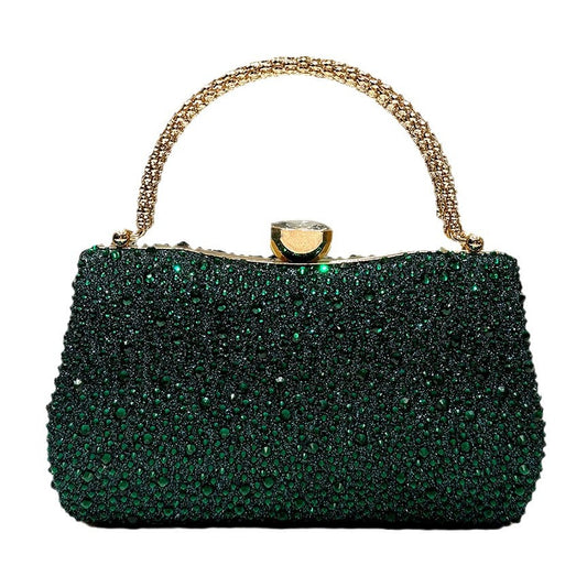 Women's Dark Green Flash Luxury Rhinestone Fashion Elegant Dinner Bag