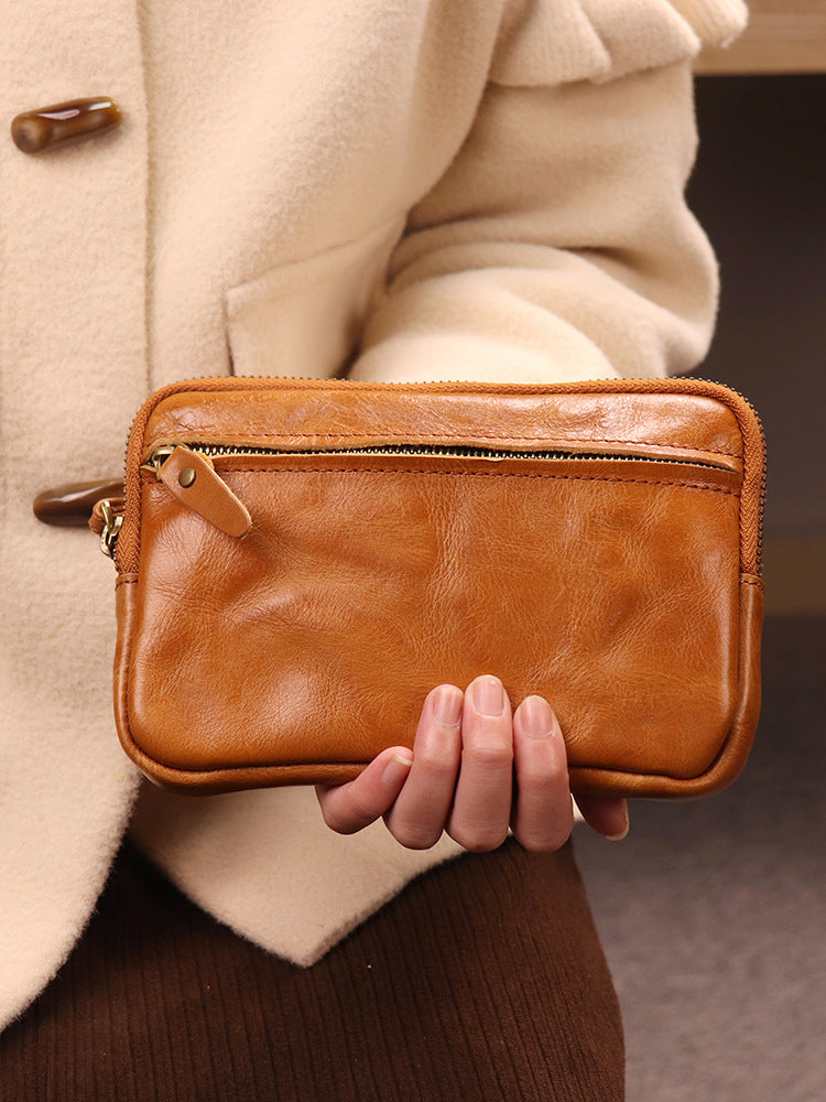 Women's Distressed Hand-rub Color First Layer Cowhide Retro Simple Large Capacity Bags