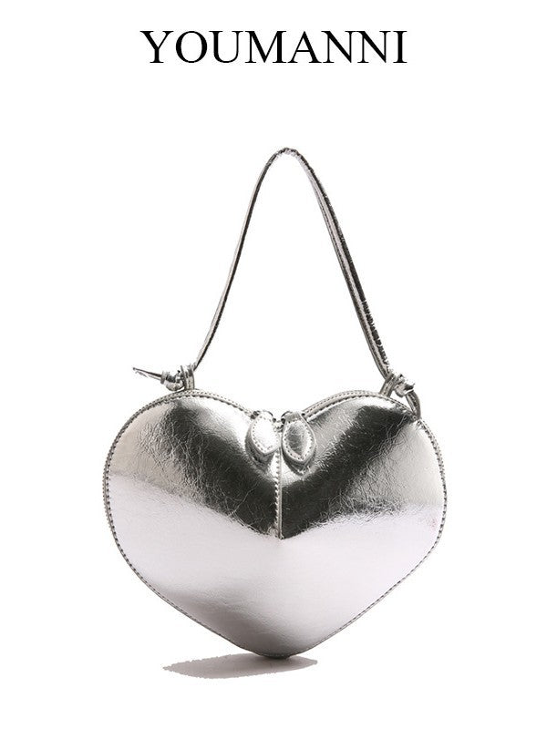 Women's French Fashion Textured Heart Shape Heart-shaped Bags