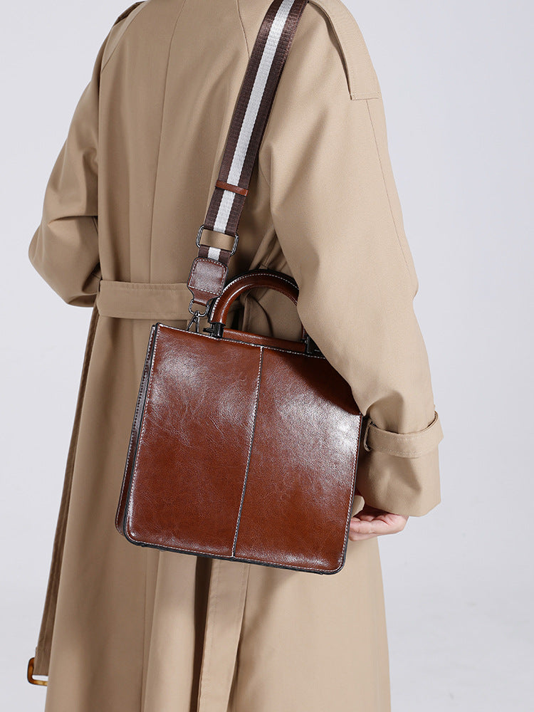 Women's Wax Cowhide Big High-grade Retro Trendy Women's Shoulder Bag