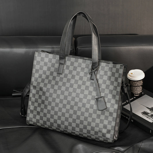 Men's Autumn Plaid Daily Personalized File Shoulder Bags