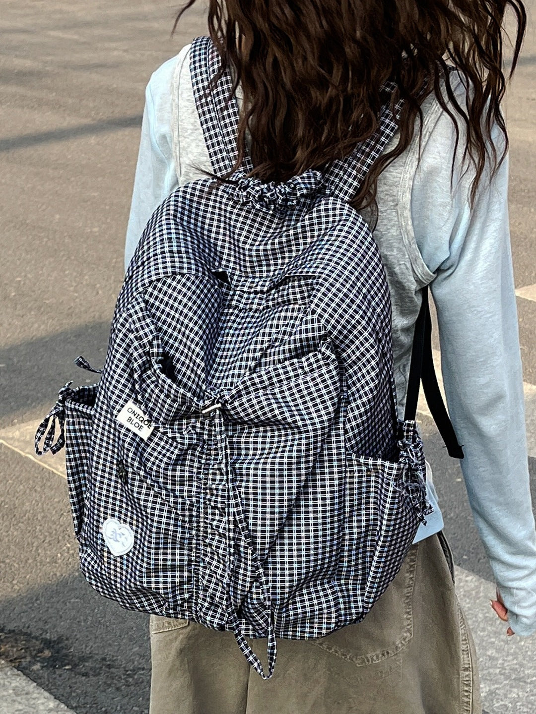 Summer Large Capacity Versatile Checked Female Leisure Backpack