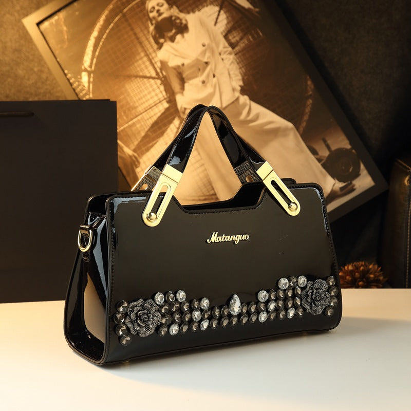 Women's Embroidered Diamond Genuine Leather Mother Fashionable Women's Handbag