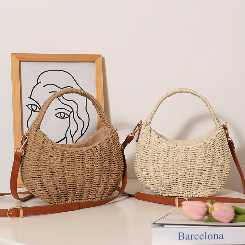 Women's Flower Basket Straw Cute Hand Carrying Three-dimensional Woven Women's Shoulder Bag