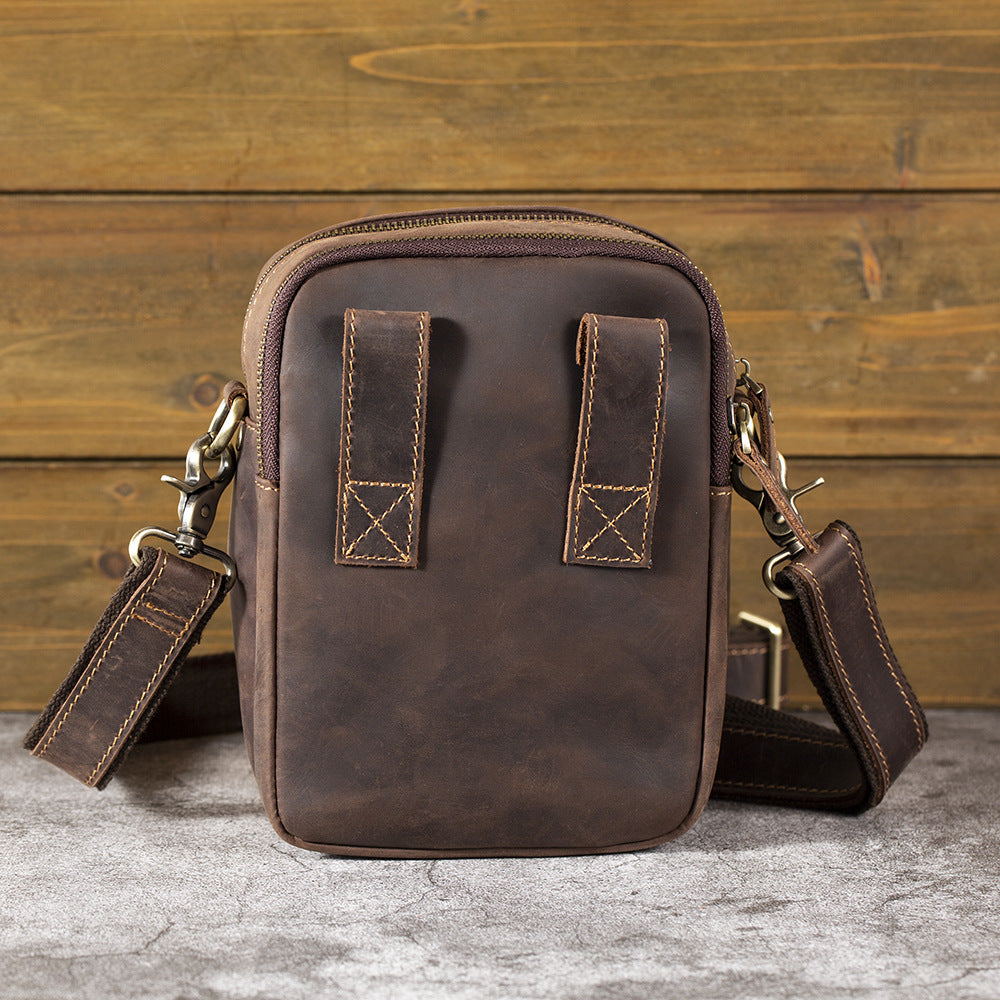 Men's Multiple First Layer Cowhide Crazy Horse Men's Shoulder Bag