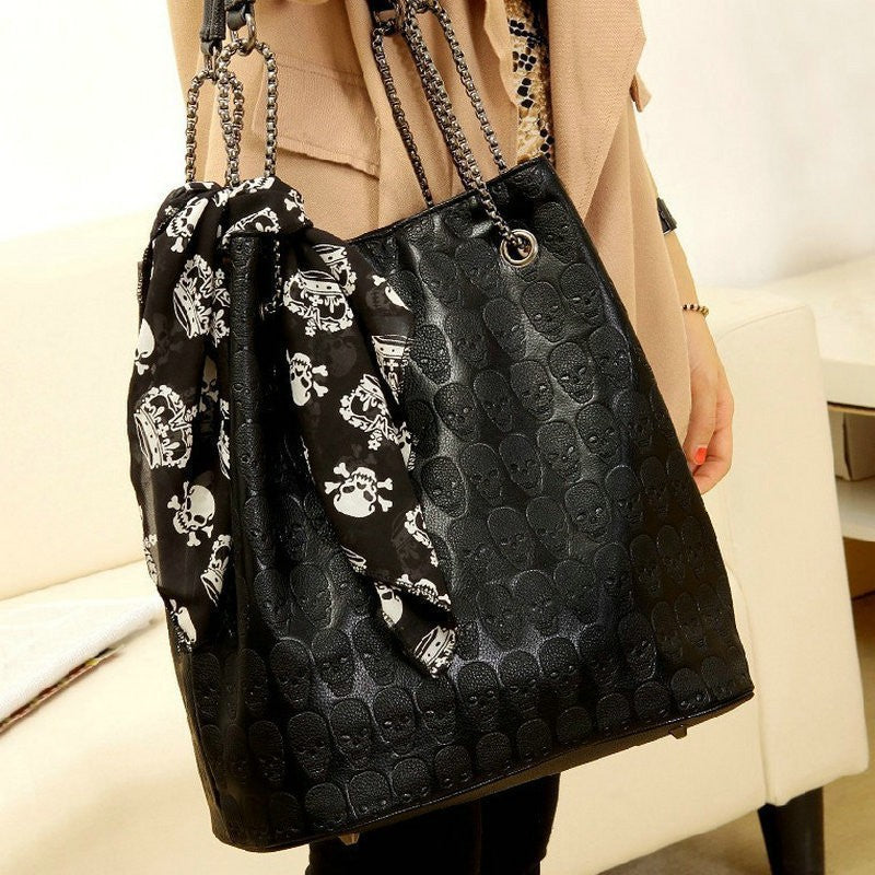 Women's Korean Chain Cute Fashionable Skull Scarf Bags