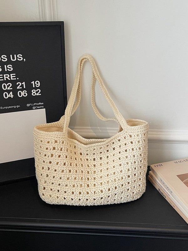 Women's Spring Hand-woven High-grade Simple Waffle Mesh Finished Commute Women's Shoulder Bag