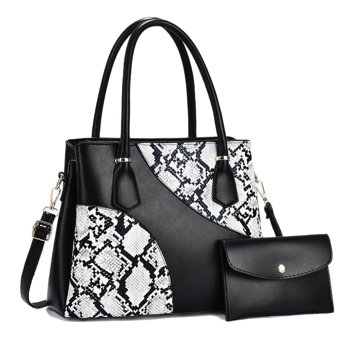 Snake Pattern Fashion Stitching Letter Personality Trendy Texture Light Tote Bags