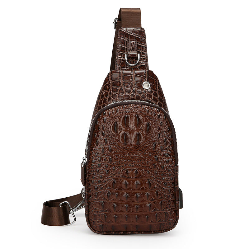 Men's Trendy Crocodile Pattern Retro Large Capacity Men's Messenger Bags