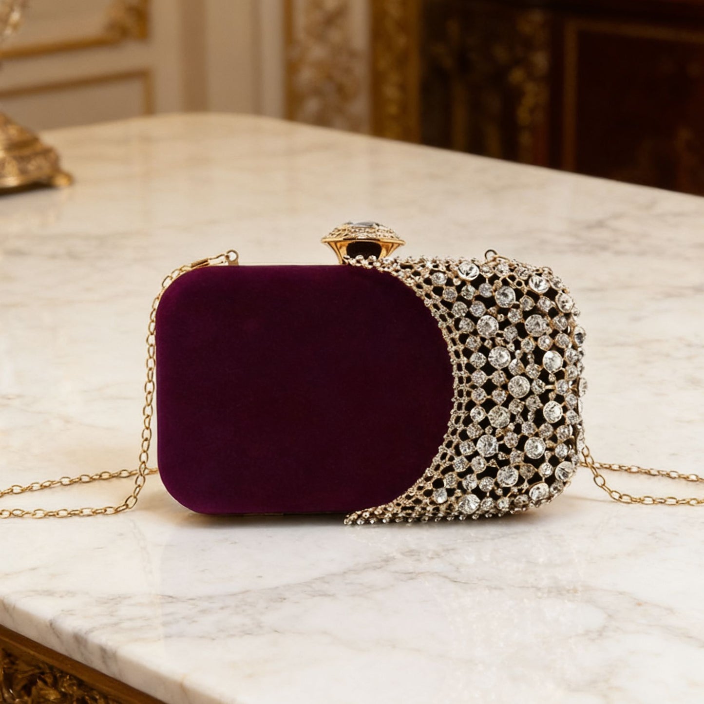 Women's Fashion Box Veet Banquet Clutch Chain Dinner Bag