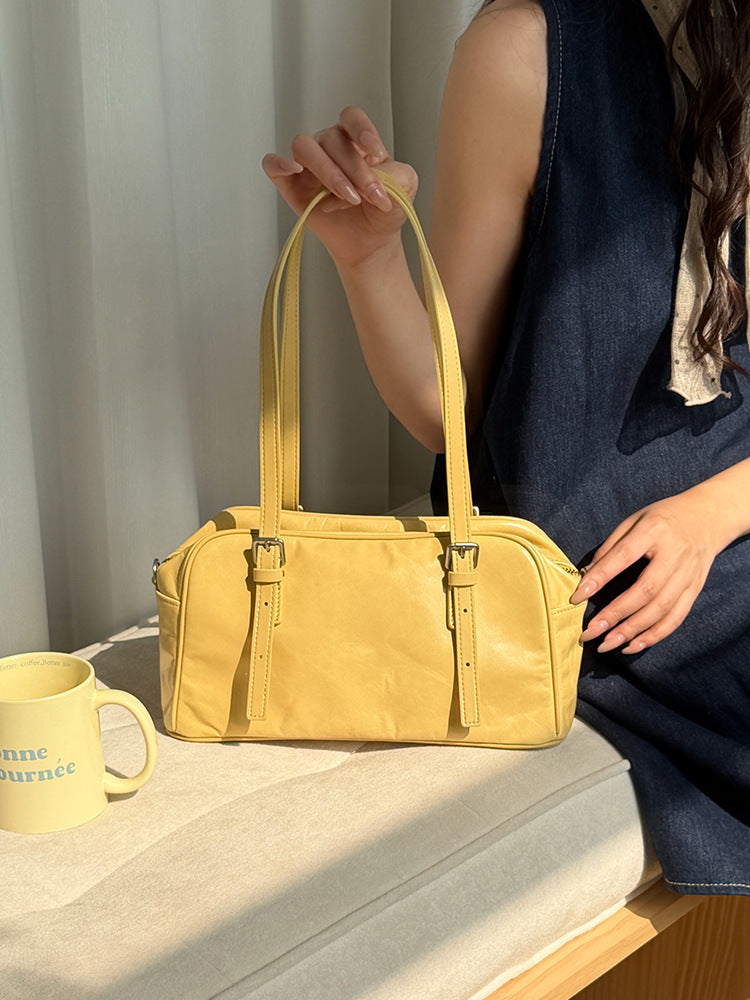 Niche Bowling First Layer Oil Wax Women's Shoulder Bag