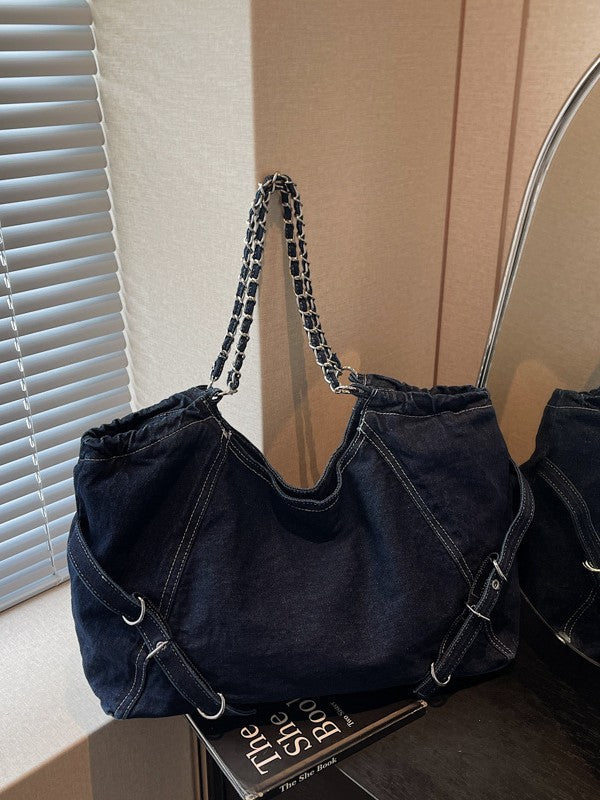 Women's Denim Large Capacity Versatile Leisure Chain Tote Bags