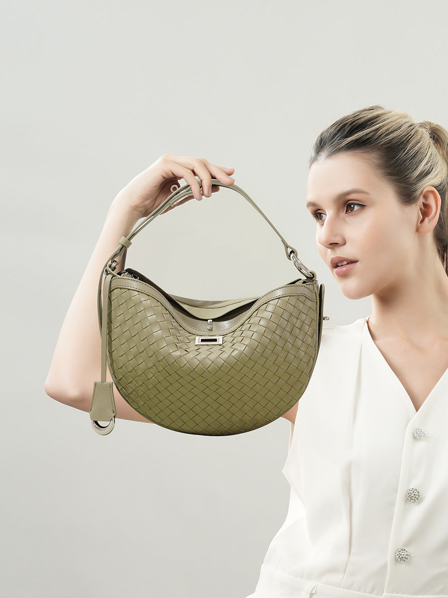 Woven First Layer Cowhide Selenodont Design Women's Handbag