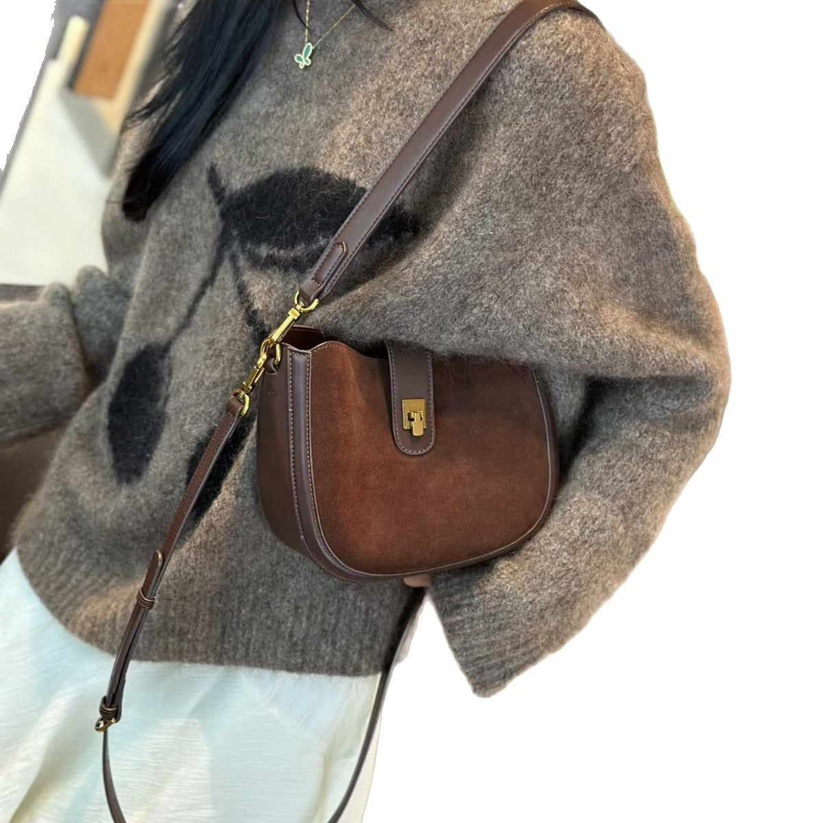 Women's Genuine Leather Underarm Retro Frosted Cowhide High-grade Niche Bags