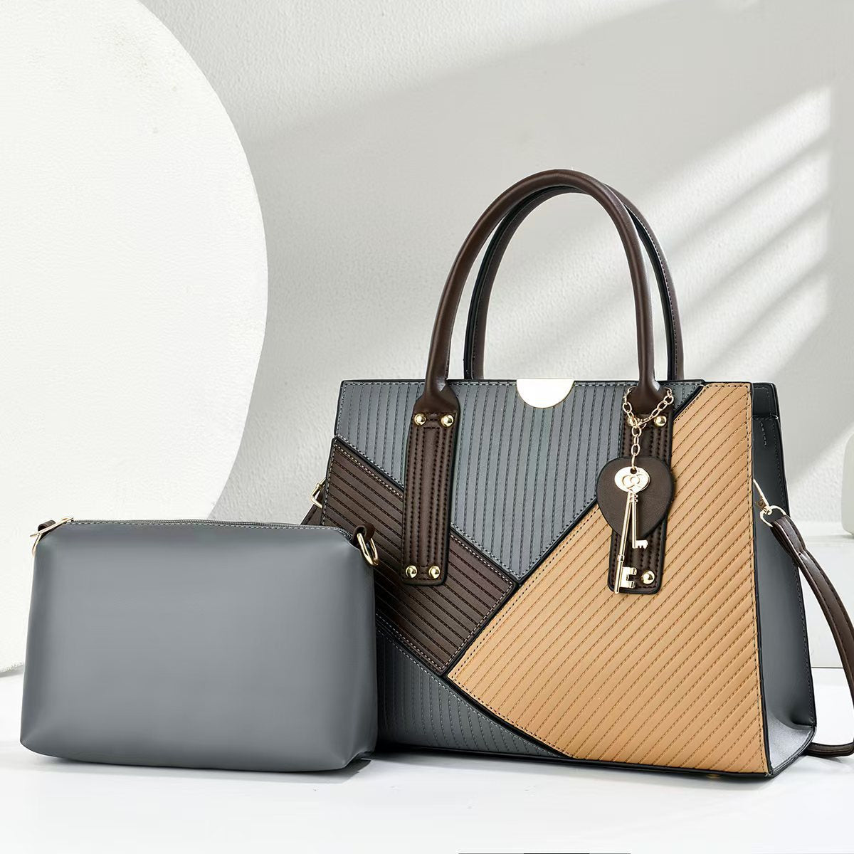 Color Matching Portable Large Capacity Combination Two-piece Set Women's Shoulder Bag