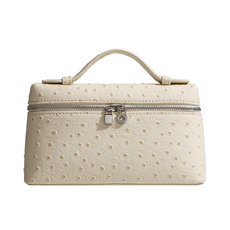 Women's Ostrich Grain Lunch Box Fashion Portable Small Square Bag