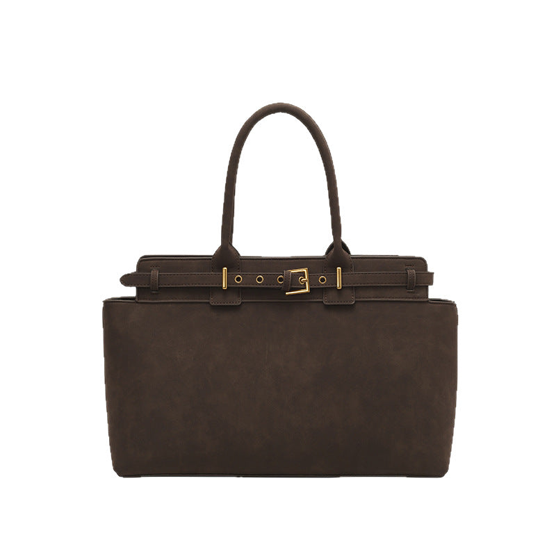Women's Large Capacity Totes Retro Simple Versatile Niche Deerskin Shoulder Bags