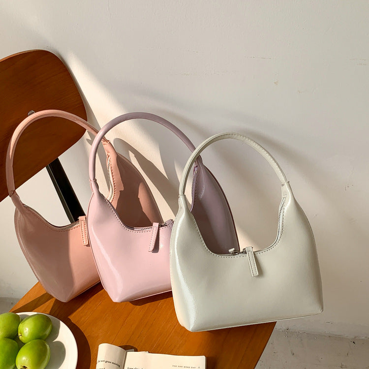 Women's Korean Style Niche High Sense Underarm Patent Leather Moon Women's Shoulder Bag