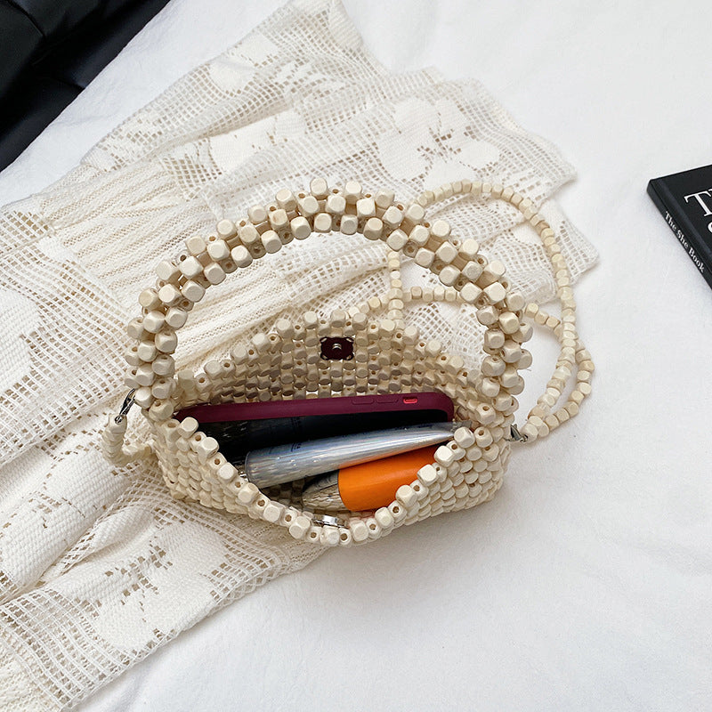 Women's Retro Minority Beaded Weave One High-grade Light Luxury Idle Women's Messenger Bag