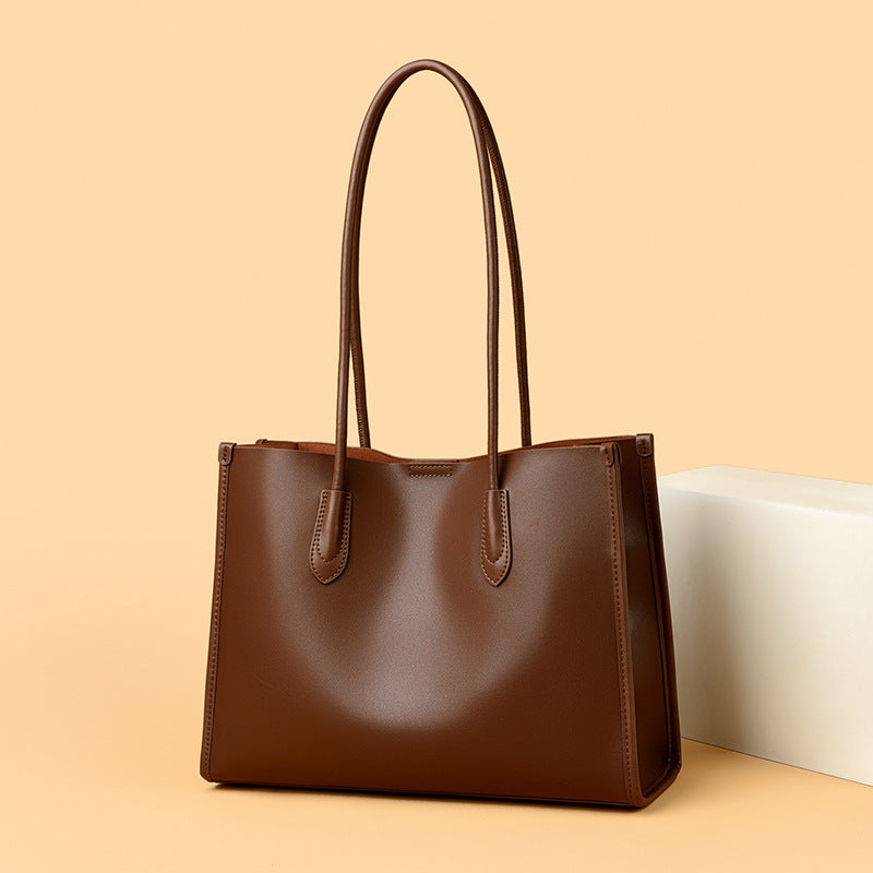 Women's Good-looking Simple Large Capacity Versatile Light Luxury Cowhide Women's Leather Bag