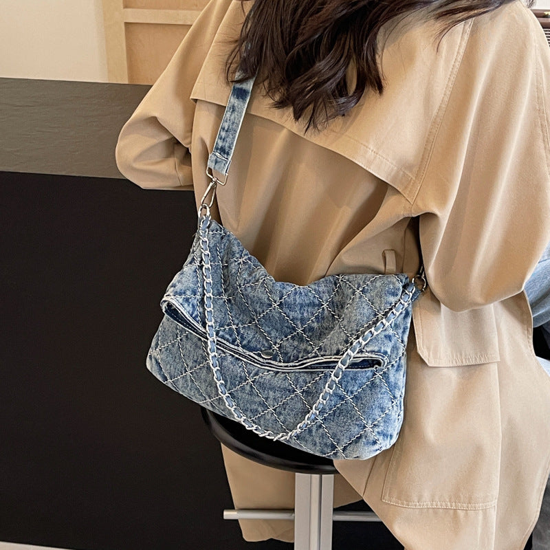 Women's Diamond Pattern Chain Large Capacity Spring Versatile Niche High Sense Women's Shoulder Bag