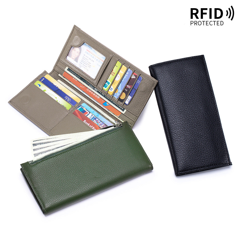 Leather For Man Long Simple Zipper Men's Wallet